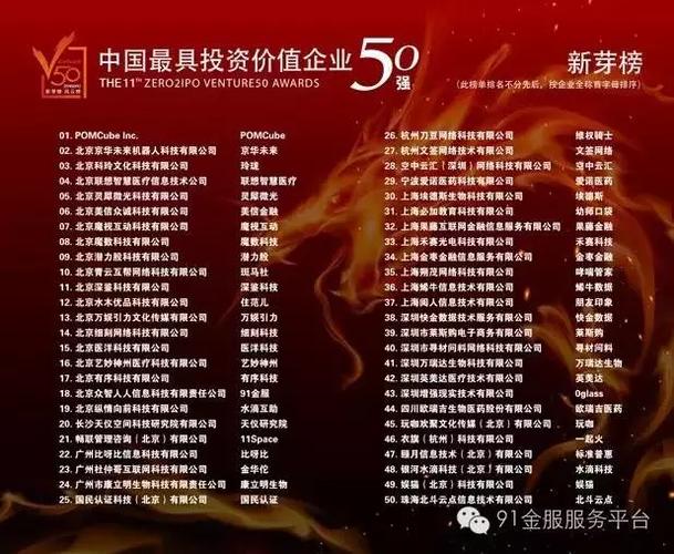 91金服荣登2016年中国最具投资价值企业50强新芽榜